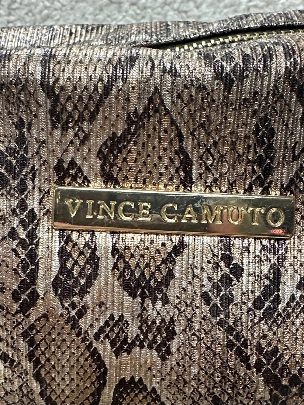 Vince Camuto Snakeskin Medium Size Makeup / Cosmetic Bag EUC!